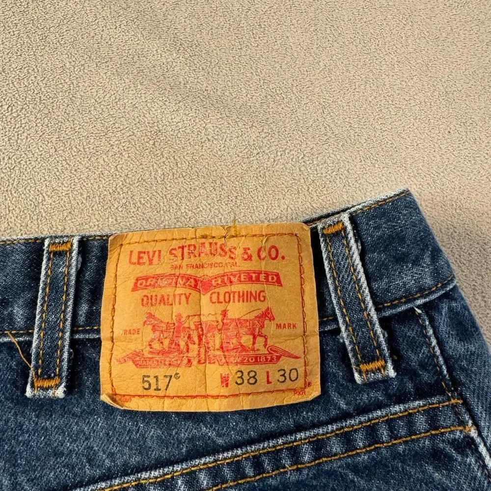 Levi's 517 Jeans Mens Size 38x27 Black Denim Classic Casual 90s Style Bootcut